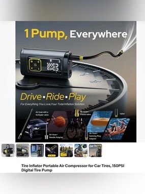 Cozytrip Portable Digital Tire Inflator Air Compressor, Black - 150 PSI NEW